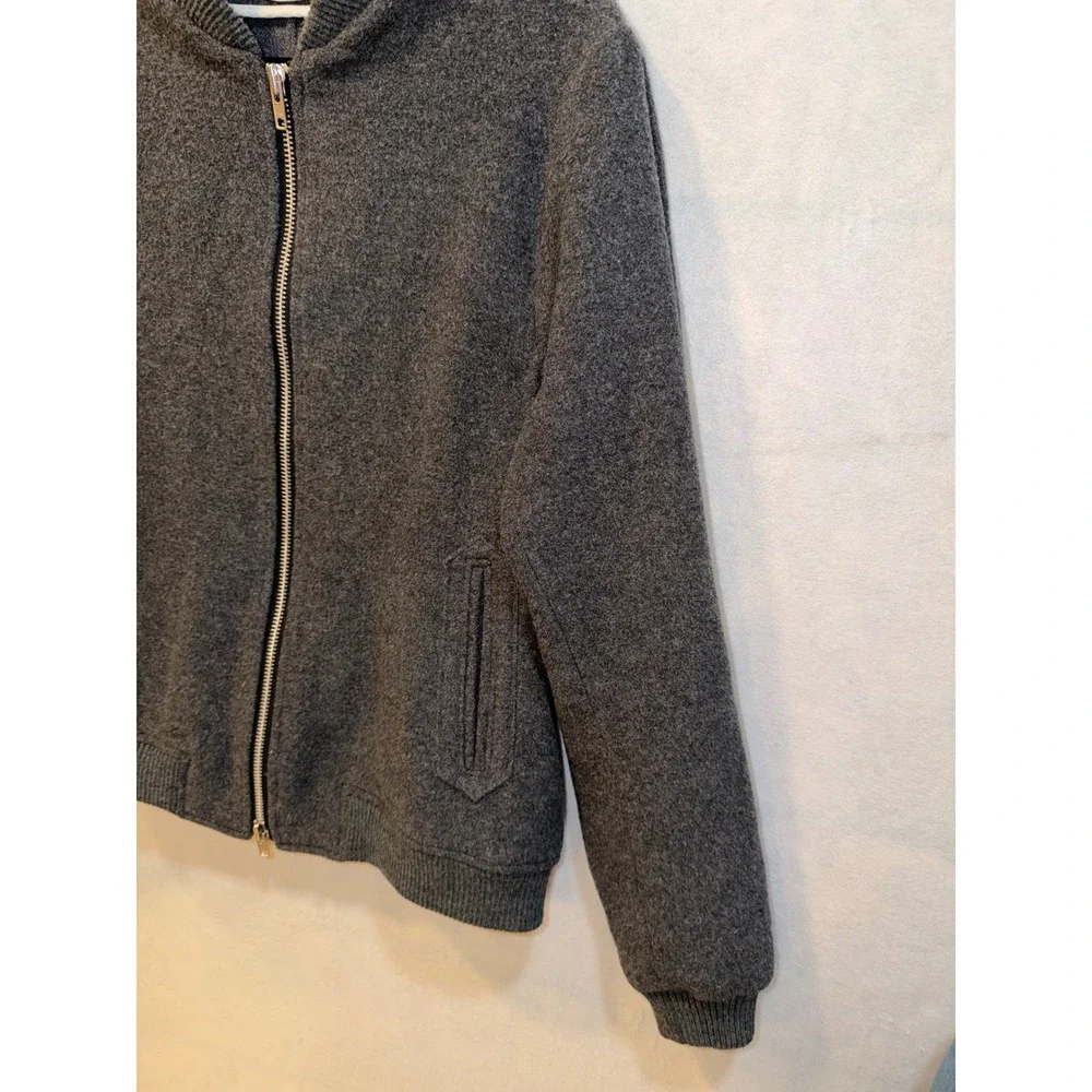 Oliver Spencer Bomber Jacket Charcoal Grey Wool Zip Front Made in England Mens L